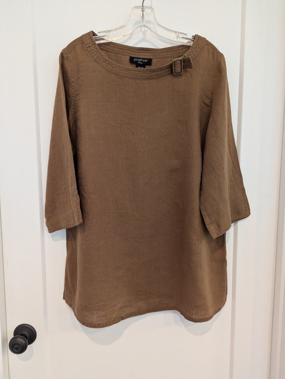 Brown Linen Pullover Tunic Lagenlook Women's 1X Paraphrase
